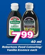Robertsons Food Colouring/ Vanilla Essence-40ml Each