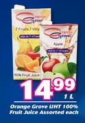 Orange Groove UHT 100% Fruit Juice Assorted-1Ltr Each