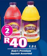 Daly's Premium Squash Assorted-For 2 x 1.5Ltr