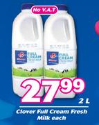 Clover Full Cream Fresh Milk-2Ltr Each