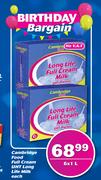 Cambridge Food Full Cream UHT Long Life Milk-6 x 1Ltr Each