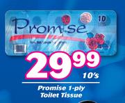 Promise 1 Ply Toilet Tissue-10's
