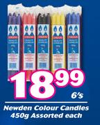 Newden Colour Candles Assorted-6 x 450g 