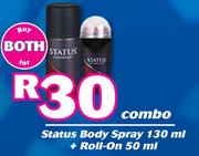 Status Body Spray 130ml + Roll On 50ml-Combo