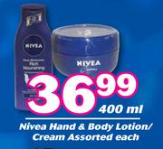 Nivea Hand & Body Lotion/Cream Assorted-400ml Each