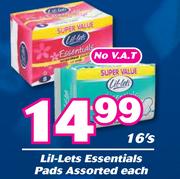 Lil-Lets Essentials Pads Assorted-16's Each