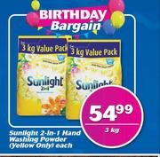 Sunlight 2 In 1 Hand Washing Powder(Yellow Only)-3kg Each