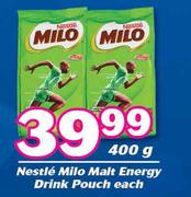 Nestle Milo Malt Energy Drink Pouch-400g Each