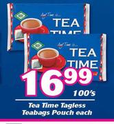 Tea Time Tagless Teabags Pouch-100's Pack Each