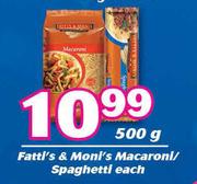 Fatti's & Moni's Macaroni/ Spaghetti-500g Each