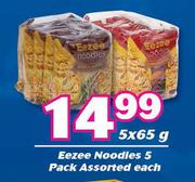Eezee Noodles 5 Pack Assorted-5 x 65g Each