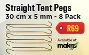 Straight  Tent Pegs 30cm x 5mm-8 Pack