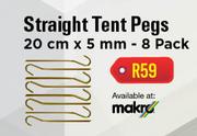 Straight  Tent Pegs 20cm x 5mm-8 Pack