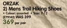 Orzak Mens Trail Hiking Shoes-Per Pair