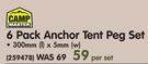 Camp Master 6 Pack Anchor Tent Peg Set-Per Set