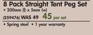 Camp Master 8 Pack Straight Tent Peg Set-Per Set