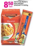 Fatti's & Moni's Macroni/Spaghetti-500g Each