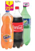 Coke, Stoney, Fanta or Sprite-2 x 2Ltr
