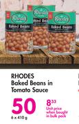 2Rhodes Baked Beans In Tomato Sauce-6 x 410g