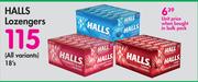 Halls Lozengers (All variants)-18's Pack