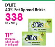 D'Lite 40% Fat Spread Bricks-30 x 500g