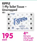 Ripple 1-Ply Toilet Tissue Unwrapped-48's Pack Each
