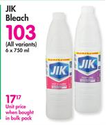 Jik Bleach (All Variants)-6 x 750ml