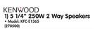 Kenwood 5 1/4" 250W 2 Way Speakers KFC-E1365-Per Pair