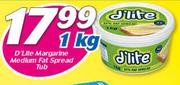 D’Lite Margarine Medium Fat Spread Tub-1kg