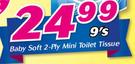 Baby Soft 2-Ply Mini Toilet Tissue 9’s