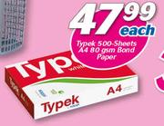 Typek 500-Sheets A4 80 gsm Bond Paper-Each