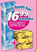 Price’s Lighthouse Candles-400g + Lion Matches 10’s Combo