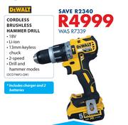 Dewalt Cordless Brushless Hammer Drill Includes Charger & 2 Batteries DCD796P2-QW