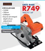 Black & Decker 1250W Circular Saw Including Blade CS 1250L-QS