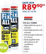 Soudal Fix All Turbo-290ml Each