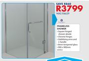Prima Bella Frameless Shower-900 x 900mm
