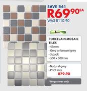 Porcelain Mosaic Tiles Natural Grey Print Mix-Each