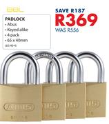 BBL Padlock 4 Pack-65 x 40mm
