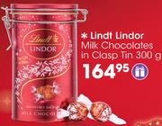 Lindt Lindor Milk Chocolates In Clasp Tin-300g