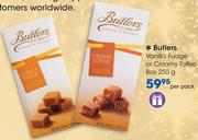 Butlers Vanilla Fudge Or Creamy Toffee Box-250g Per Pack