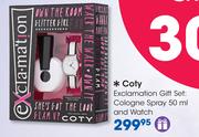 Coty Exclamation Gift Set:Cologne Spray-50ml And Watch