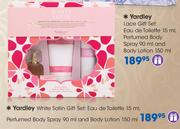 Yardley White Satin Gift Set:Eau De Toilette-15ml,Perfumed Body Spray-90ml & Body Lotion-150ml