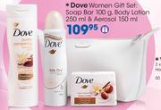 Dove Women Gift Set:Soap Bar-100g, Body Lotion-250ml & Aerosol-150ml
