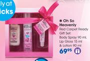 Oh So Heavenly Red Carpet Ready Gift Set:Body Spray-90ml,LipGloss-15ml & Lotion-90ml