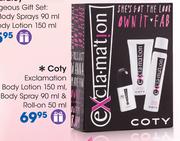 Coty Exclamation Body Lotion-150ml, Body Spray-90ml & Roll On-50ml
