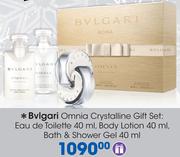 Bvlgari Omnia Crystalline Gift Set Eau De Toilette 40ml, Body Lotion 40ml, Bath & Shower Gel 40ml