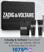 Zadig & Voltaire This Is Him! Gift Set Eau De Toilette 100ml & Shower Gel 2x75ml