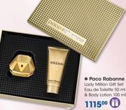 Paco Rabanne Lady Million Gift Set Eau De Toilette 50ml & Body Lotion 100ml