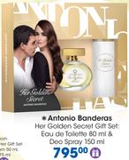 Antonio Banderas Her Golden Secret Gift Set Eau De Toilette 80ml & Deo Spray 150ml