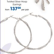 Claire's Twisted Silver Hoop Earrings-Per Pair